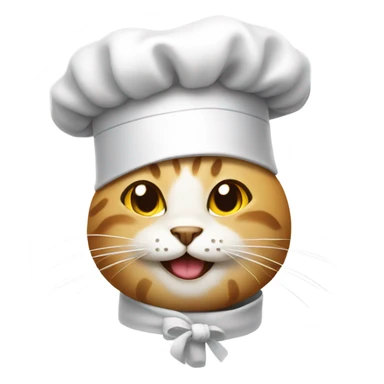 Cat smiling while wearing a chef hat sticker