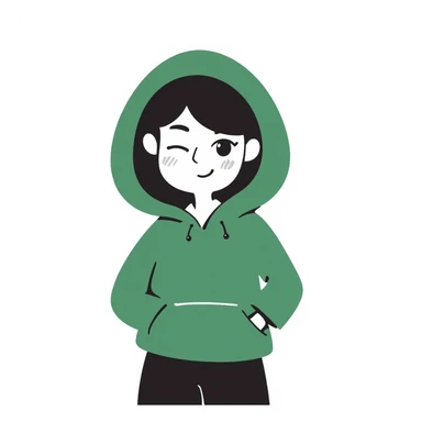 a blonde girl in a green hoodie winking sticker