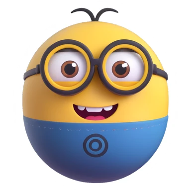 3d sphere with a minion face wearing glasses sticker