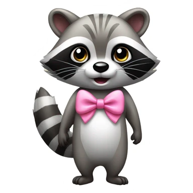 standing raccoon with pink bow sticker