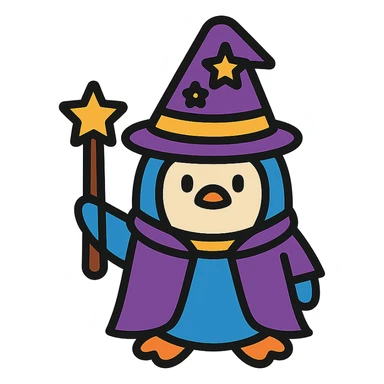 A penguin wizard sticker