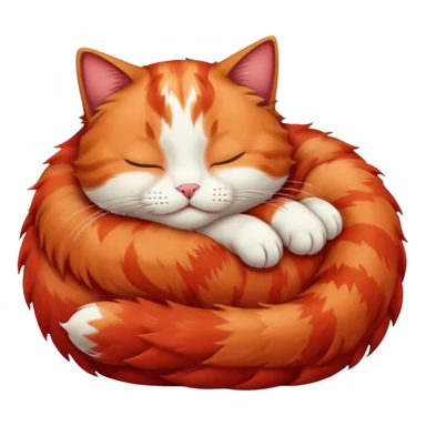 Curled Sleeping Cat red sticker