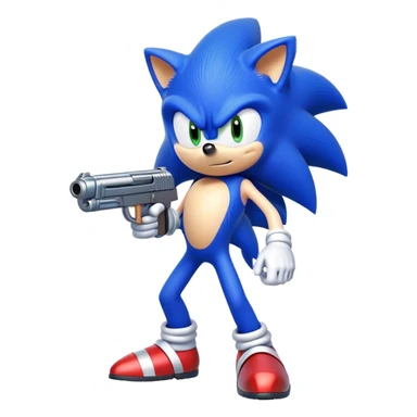 Sonic the hedgehog with a gun sticker