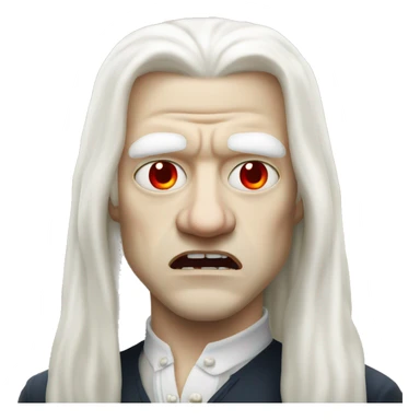 angry aristocratic albino with long white hair one red eye  sticker