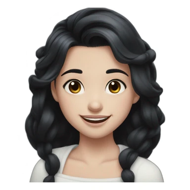 white skin and black hair and black eyes  Disney smile girl sticker