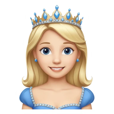 Princess in Blue Dress with Tiara, Blonde Hair sticker