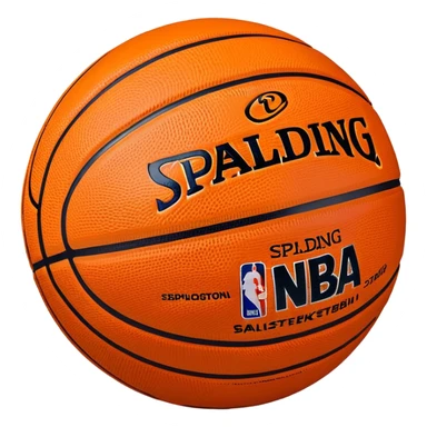 minimalist orange Spalding basketball with simple NBA logo, few colorful lines, clean design sticker