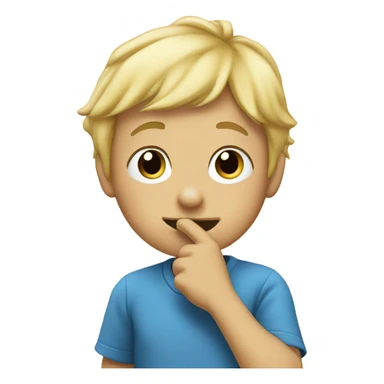 Blonde hair boy picking nose sticker
