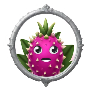 3D elegant Pitahaya with large shiny eyes 👀 one hand holds the mirror with its reflection 🪞 sticker