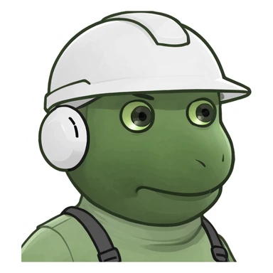 a man in a strict dark blue suit, wearing a white construction helmet on his head sticker