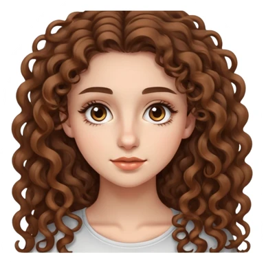 20-year-old woman with long curly brown hair, small hazel eyes, long eyelashes sticker
