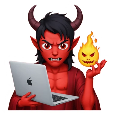 satan god with laptop, red and black sticker