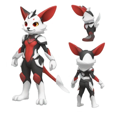 Cute cool black red white animal hybrid Fakemon full body sticker