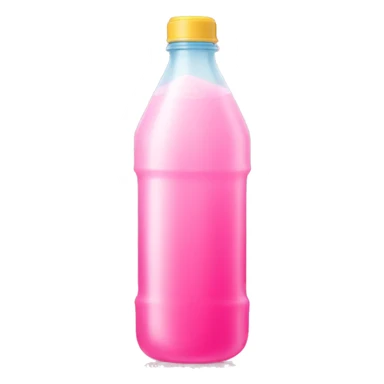 plastic bottle with crystaline pink liquid sticker