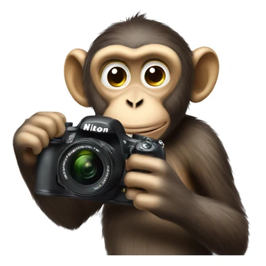 a monkey, taking photos with a camera, Nikon sticker