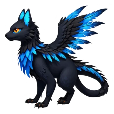 Black Dark Exotic Beaked Feathery Nocturnal Neon-glowing Abyssal Nightly Abyss-Cat-Gryphon-Salandit-Nargacuga-Silvally-Fakémon Creature (full body) sticker