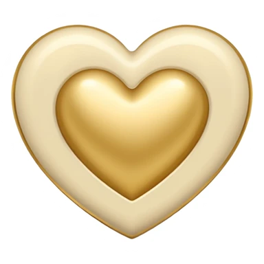 heart shape emoji in cream and gold colors, elegant, simple, no text sticker
