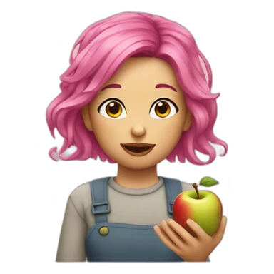 She has pink hair and eats apples sticker