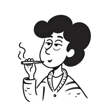 hand-drawn doodle of a whimsical character named 'tralalero tralala' smoking a joint sticker