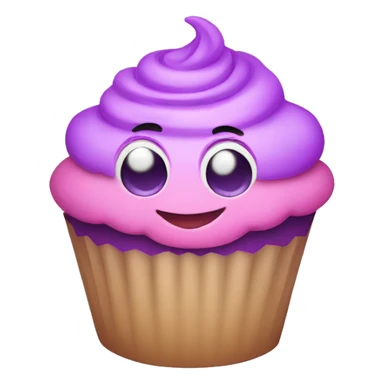 Smiling pink and purple cupcake sticker
