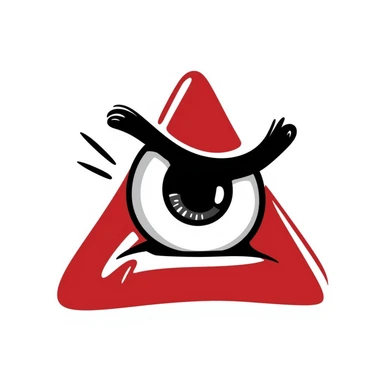 Make the eye inside the blood-red triangle more menacing, with sharp features, intense gaze, and a sinister aura, in black doodle style. sticker