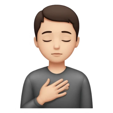 una mano en pecho ojos cerrados sticker