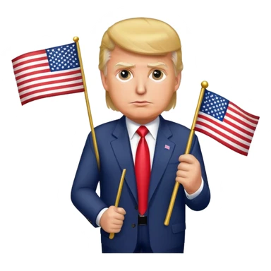 Donald Trump holding USA flag sticker