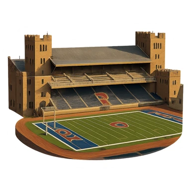 cinematic, realistic emoji of Franklin Field at the University of Pennsylvania in Philadelphia, featuring its distinctive architecture, lifelike detail, bright lighting, accurate colors, transparent background, clearly recognizable as Franklin Field stadium sticker
