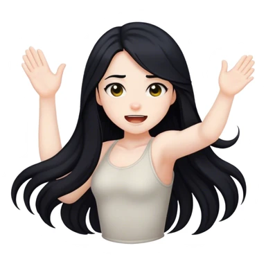 Pale girl with long black hair shaking  sticker