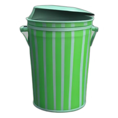 light Green Metal Trash Can With Green LID and Grey Stripes sticker