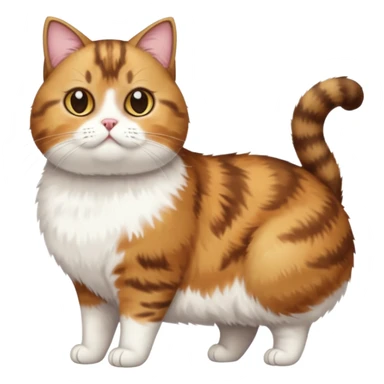full body torbie and white cat with small head and short but chubby body sticker