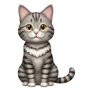 A high-resolution photo-realistic digital illustration of a grey tabby cat, chest upward sticker