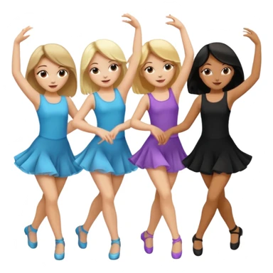 Emoji of 3 Girls dancing one with blonde hair, one tan skin with brown hair and one with black  hair ONLY ONE IS BLONDE sticker