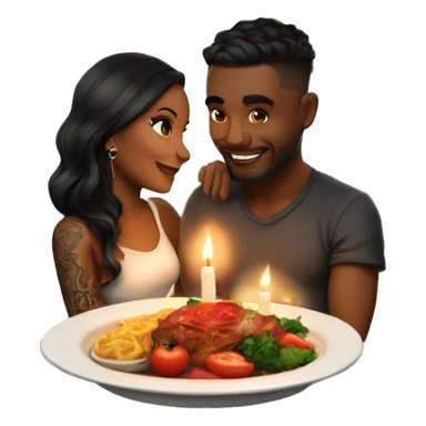 romantic candle light dinner for beautiful tattooed couple sticker