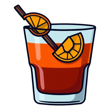 negroni cocktail glass with orange peel sticker