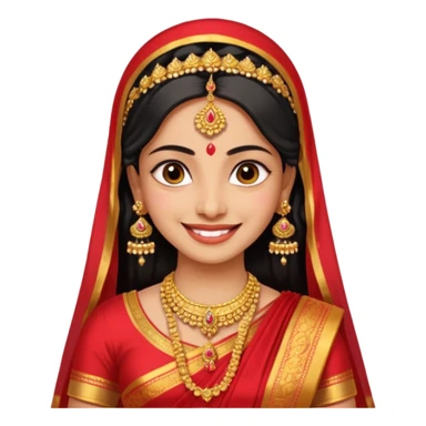 South indian bride getup, smiley face. sticker