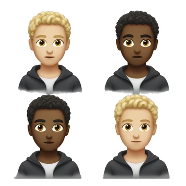 black eyes, very very curly blonde very short hair, boy, serious face, light skin sticker