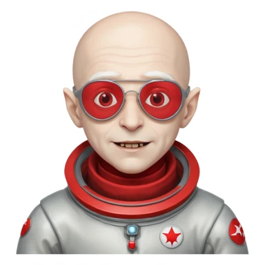 Captain Nosferatu – pale vampire in silver spacesuit, red-tinted aviator glasses, floating with a smug grin sticker