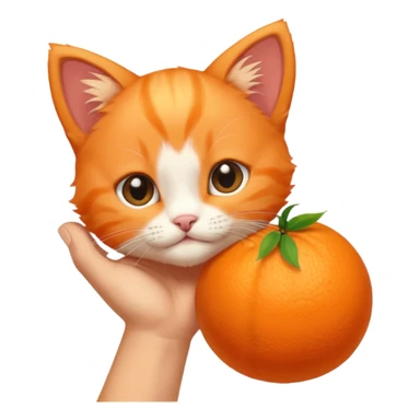 hand petting orange kitten on the head sticker