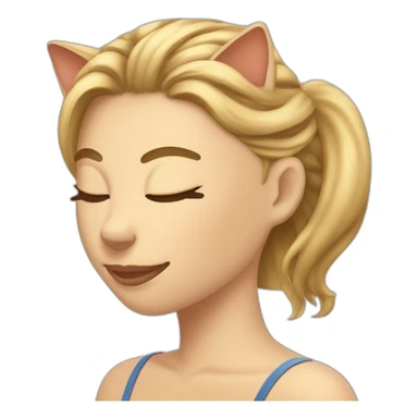 tabby cat, massaging blonde woman's head sticker