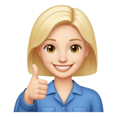 Woman smiling with thumbs up sticker