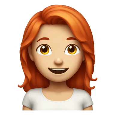 winking girl with red hair who is also blushing sticker