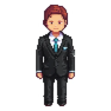 businessman in a suit, pixel art style sticker