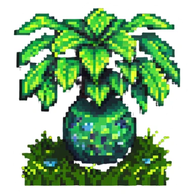 ultra-blocky minimal pixel art Minecraft grass block with few large square pixels sticker