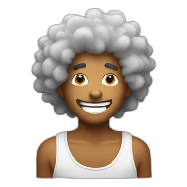 chico con cabello afro riendo sticker
