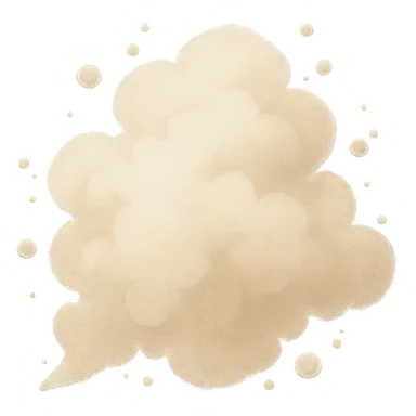 Dust Cloud (Haircare Pollution) in beige (#F5F5DC, #E6E6C6, #D2B48C) sticker