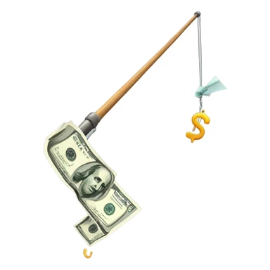 Fishing pole catching cash sticker