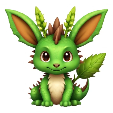 A cute dragon with bunny ears and plant-like features, with spikes on its back sticker
