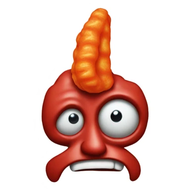cyclops man with singular large red cheeto sticking out of his head sticker