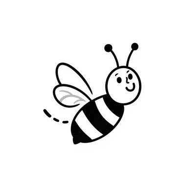 A simple hand-drawn bee with stripes and small wings sticker